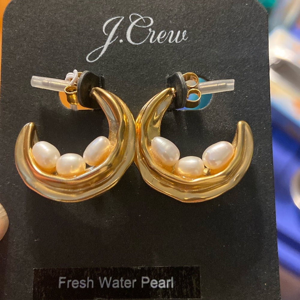 J. Crew Nested fresh water pearl hoop earrings